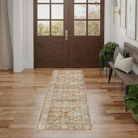 Nourison Traditional Home Traditional Terracotta 2'3" x 8' Area -Rug, Easy -Cleaning, Non Shedding, Bed Room, Living Room, Dining Room, Kitchen (2x8)