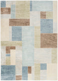 Nourison Astra Machine Washable Geometric Blue Green Multi 5'3" x 7' Area -Rug, Easy -Cleaning, Non Shedding, Bed Room, Living Room, Dining Room, Kitchen (5x7)