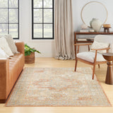 Nourison Essentials 4' x 6' Beige Rust Indoor/Outdoor Vintage Distressed Geometric Area Rug