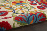 Nourison Aloha Indoor/Outdoor Red/Multi 3'6" x 5'6" Area Rug, Easy Cleaning, Non Shedding, Bed Room, Living Room, Dining Room, Deck, Backyard, Patio (4x6)
