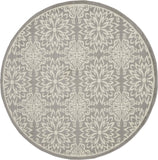 Nourison Jubilant Floral Ivory/Grey 5'3'' x Round Area-Rug, Easy-Cleaning, Non Shedding, Bed Room, Living Room, Dining Room, Kitchen (5 Round)