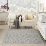 Nourison Easy Care Moroccan Silver Grey 4' x 6' Area Rug, Trellis, Easy Cleaning, Non Shedding, Bed Room, Living Room, Dining Room, Backyard, Deck, Patio (4x6)