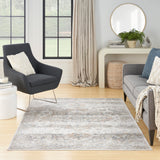 Nourison Astra Machine Washable Bohemian Silver Grey 5'3" x 7' Area Rug, Easy Clean, Non Shedding, Bed Room, Living Room, Dining Room, Kitchen (5x7)