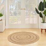 Nourison Natural Seagrass Indoor/Outdoor Natural 3' x Round Area Rug, Easy Cleaning, Non Shedding, Bed Room, Living Room, Dining Room, Backyard, Deck, Patio (3 Round)