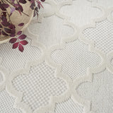 Nourison Easy Care Moroccan Ivory/White 5' x 7' Area Rug, Trellis, Easy Cleaning, Non Shedding, Bed Room, Living Room, Dining Room, Backyard, Deck, Patio (5x7)