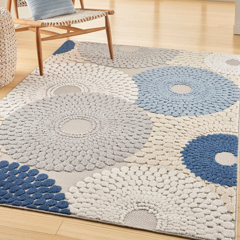 Nourison Aloha 42" x 66" Polypropylene Fabric Rug in Blue/Gray Finish