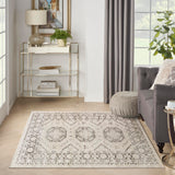 Nourison Serenity Home Vintage Ivory Grey 3'11" x 5'11" Area Rug, Easy Clean, Non Shedding, Bed Room, Living Room, Dining Room, Backyard, Deck, Patio (4x6)