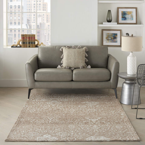 Nourison Damask Farmhouse Beige Ivory 3'6" x 5'6" Area Rug, Easy Cleaning, Non Shedding, Bed Room, Living Room, Dining Room, Kitchen (4x6)