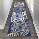 Nourison Grafix Contemporary Navy 2'3" x 7'6" Area Rug, Easy Clean, Non Shedding, Bed Room, Living Room, Dining Room, Kitchen (2x7)
