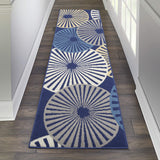 Nourison Grafix Contemporary Navy 2'3" x 7'6" Area Rug, Easy Clean, Non Shedding, Bed Room, Living Room, Dining Room, Kitchen (2x7)