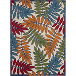 Nourison Aloha Indoor/Outdoor Multicolor 7'10" x 10'6" Area Rug, Tropical, Botanical, Easy-Cleaning, Non-Shedding, Bed Room, Kitchen, Living Room, Deck, Backyard, (8' x 11')
