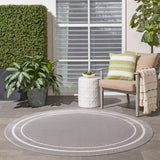Nourison Essentials 6' x Round Grey/Ivory Contemporary Indoor/Outdoor Rug