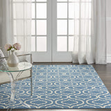 Nourison Jubilant Trellis Blue 6' x 9' Area -Rug, Easy -Cleaning, Non Shedding, Bed Room, Living Room, Dining Room, Kitchen (6x9)