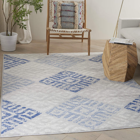 Nourison Whimsicle Tribal Grey Blue 5' x 7' Area Rug, Easy Cleaning, Non Shedding, Bed Room, Living Room, Dining Room, Kitchen (5x7)