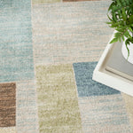 Nourison Astra Machine Washable Geometric Blue Green Multi 4' x 6' Area -Rug, Easy -Cleaning, Non Shedding, Bed Room, Living Room, Dining Room, Kitchen (4x6)