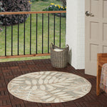 Nourison Aloha Indoor/Outdoor Natural 4' x Round Area Rug, Easy Cleaning, Non Shedding, Bed Room, Living Room, Dining Room, Backyard, Deck, Patio (4 Round)