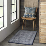 Nourison Royal Moroccan Distressed Bohemian Navy/Grey 2'2" x 3'9" Area Rug (2'x4'), NAVGY