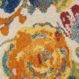 Nourison Allur Modern Floral Ivory Multicolor 2'3" x 7'6" Area -Rug, Easy -Cleaning, Non Shedding, Bed Room, Living Room, Dining Room, Kitchen (2x8)" }