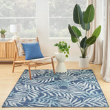 Nourison Garden Oasis Indoor/Outdoor Navy 5' x 7' Area Rug, Easy Cleaning, Non Shedding, Bed Room, Living Room, Dining Room, Backyard, Deck, Patio (5x7)
