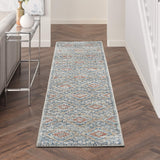 Nourison Concerto Vintage Blue/Ivory 2'2" x 7'6" Area -Rug, Easy -Cleaning, Non Shedding, Bed Room, Living Room, Dining Room, Kitchen (2x8)