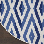 Nourison Whimsicle Diamond Ivory Blue 5' x Round Area Rug, Easy Cleaning, Non Shedding, Bed Room, Living Room, Dining Room, Kitchen (5 Round)