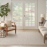 Nourison Courtyard Indoor/Outdoor Ivory/Silver 6' x 6' Square Area Rug, Easy Cleaning, Non Shedding, Bed Room, Living Room, Dining Room, Backyard, Deck, Patio (6 Square)