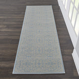 Nourison Jubilant Floral Ivory/Light Blue 2'3'' x 7'3'' Area-Rug, Easy-Clean, Non Shedding, Bed Room, Living Room, Dining Room, Kitchen (2x7)