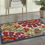 Nourison Aloha Indoor/Outdoor Red/Multi 2'8" x 4' Area Rug, Easy Cleaning, Non Shedding, Bed Room, Living Room, Dining Room, Deck, Backyard, Patio (3x4)