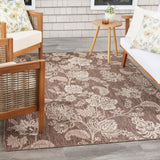 Nourison Garden Oasis Indoor/Outdoor Mocha 5' x 7' Area Rug, Easy-Cleaning, Non Shedding, Bed Room, Living Room, Dining Room, Backyard, Deck, Patio (5x7)