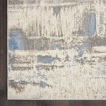 Nourison Solace Modern Ivory/Grey/Blue 2'3" x 7'3" Area Rug, Easy Cleaning, Non Shedding, Bed Room, Living Room, Dining Room, Kitchen, (7' Runner)