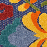 Nourison Aloha 63x63 Polypropylene Fabric Area Rug in Navy/Blue/Multi-Color