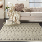 Nourison Grafix Moroccan Ivory/Grey 5'3" x 7'3" Area Rug, Easy Cleaning, Non Shedding, Bed Room, Living Room, Dining Room, Kitchen (5x7)