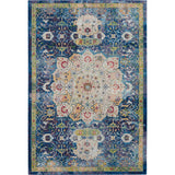Nourison Global Vintage Traditional Blue 4' x 6' Area Rug, Easy Clean, Non Shedding, Bed Room, Living Room, Dining Room, Kitchen (4x6)