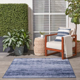 Nourison Essentials Indoor/Outdoor Solid Abstract Denim 5' x Square Area Rug, Easy Cleaning, Non Shedding, Bed Room, Living Room, Dining Room, Backyard, Deck, Patio (5 Square)