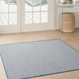 Nourison Courtyard 5' x Square Ivory Blue Fabric Modern Area Rug (5' Square)