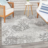 Nourison Garden Oasis Indoor-Outdoor Grey 4' x 6' Area Rug, Easy Cleaning, Non Shedding, Bed Room, Living Room, Dining Room, Backyard, Deck, Patio (4x6)