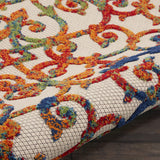 Nourison Aloha Indoor/Outdoor Multicolor 5'3" x Round Area Rug, Transitional, French Country, Easy Cleaning, Non Shedding, Bed Room, Kitchen, Living Room, Deck, Backyard, (5' Round)