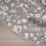 Nourison Elation Transitional Grey 5'3" x Round Area -Rug, Easy -Cleaning, Non Shedding, Bed Room, Living Room, Dining Room, Kitchen (5 Round)