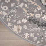 Nourison Elation Transitional Grey 5'3" x Round Area -Rug, Easy -Cleaning, Non Shedding, Bed Room, Living Room, Dining Room, Kitchen (5 Round)