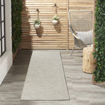 Nourison Positano Indoor/Outdoor Light Grey 2'2" x 8' Area Rug, Easy Cleaning, Non Shedding, Bed Room, Living Room, Dining Room, Backyard, Deck, Patio (2x8)