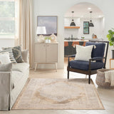 Nourison Astra Machine Washable Beige 5'3" x 7' Area Rug, Easy Clean, Non Shedding, Bed Room, Living Room, Dining Room, Kitchen (5' x 7')