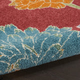 Nourison Allur Red Multicolor 5'3" x 7'3" Area Rug, Modern, Floral, Bed Room, Living Room, Dining Room, Kitchen, Easy Cleaning, Non Shedding, (5' x 7')