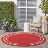 Nourison Essentials 6' x Round Brick/Ivory Contemporary Indoor/Outdoor Rug