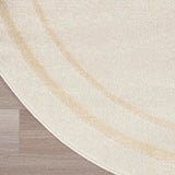 Nourison Essentials Indoor/Outdoor Ivory Gold 4' x Round Area Rug, Easy Clean, Non Shedding, Bed Room, Living Room, Dining Room, Kitchen (4 Round)