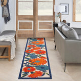 Nourison Aloha Outdoor Multicolor 2'3" x 10' Area Rug, Easy Cleaning, Non Shedding, Bed Room, Living Room, Dining Room, Deck, Backyard, Patio (2x10)