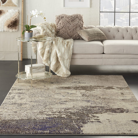 Nourison Celestial Modern Abstract Ivory/Grey 3'11" x 5'11" Area -Rug, Easy -Cleaning, Non Shedding, Bed Room, Living Room, Dining Room, Kitchen (4x6)