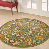 Nourison Allur Bohemian Sage Ivory 4' x Round Area -Rug, Easy -Cleaning, Non Shedding, Bed Room, Living Room, Dining Room, Kitchen (4 Round)