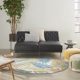Nourison Aloha Indoor/Outdoor Tropical Botanical Ivory/Multi 4' x Round Area Rug, (4' Round)