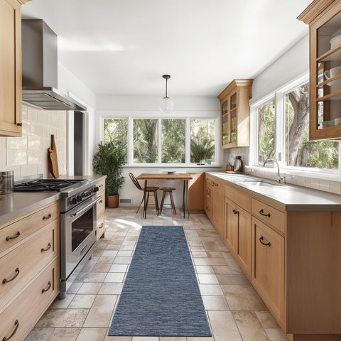 Nourison Practical Solutions Outdoor Navy Blue 2'2" x 8' Area Rug, Easy Cleaning, Non Shedding, Bed Room, Living Room, Dining Room, Deck, Backyard, Patio (2x8)