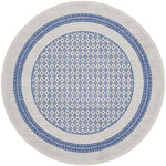 Nourison Whimsicle Geometric Ivory Blue 8' x Round Area Rug, Easy Cleaning, Non Shedding, Bed Room, Living Room, Dining Room, Kitchen (8 Round)